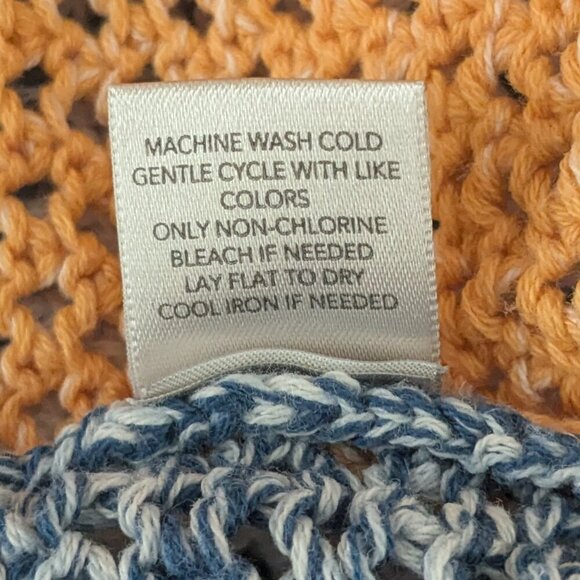 CHRISTOPHER & BANKS Blue/Orange Color Block 100% Cotton Knit Sweater; Size M - Picture 5 of 5